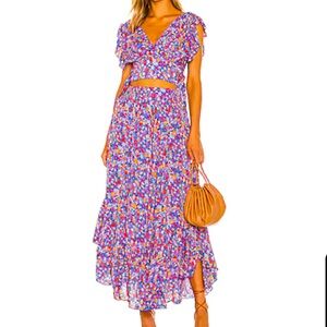 Free People Floral Women's Sleeveless Shirt and Skirt set SZ S. Fits S-M NWT